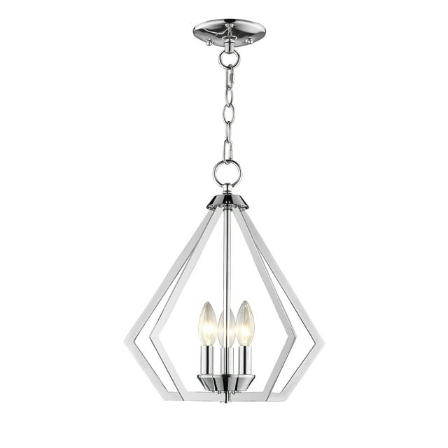 Livex Lighting 40923-05 Transitional Three Light Mini Chandelier/Ceiling Mount from Prism Collection Finish, Polished Chrome
