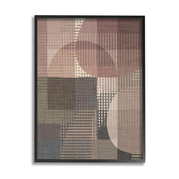 Stupell Industries Patterned Earth Tone Shapes Abstract Painting Black Framed Art Print Wall Art, 24 x 30