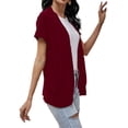 thumbnail image 4 of Langwyqu Open Front Drape Sweater Tops Short Sleeve Knit Light Cardigan, 4 of 5