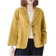 thumbnail image 2 of ICHUANYI Clearance Women's Fashion Color Casua Long Sleeve Suit Jacket Button Cotton And Linen Tops Pockets Blouse(Yellow, XL) ICHUANYI WER2023081202355, 2 of 5