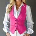 thumbnail image 4 of Vest Tops for Women - Sleeveless V Neck Button down Formal Business Work Tank Tops with Pockets Pinky S, 4 of 7