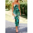 thumbnail image 3 of Vestido PRETTYGARDEN Maxi Bodycon Floral Verde sin Tirantes M, 3 of 8