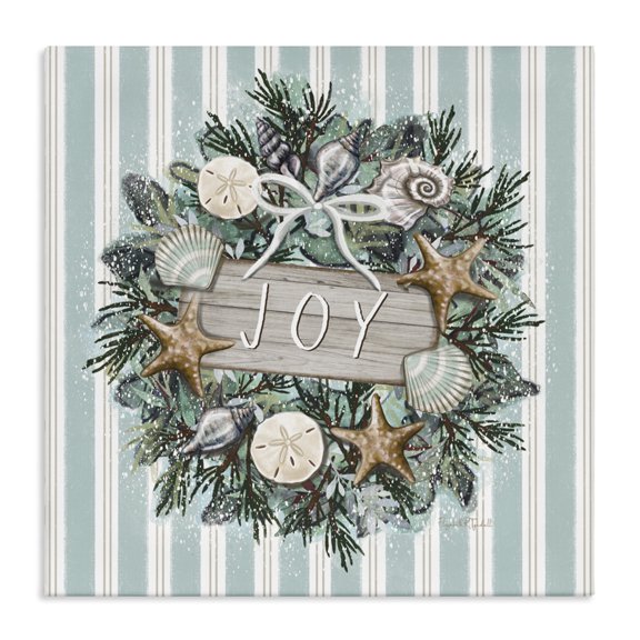 Stupell Industries Traditional Nautical Winter Wreath Canvas Art, 24 x 24, by Elizabeth Tyndall