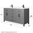 thumbnail image 5 of Wyndham Collection Beckett 60" Wood Double Bathroom Vanity in Dark Gray/Black, 5 of 6