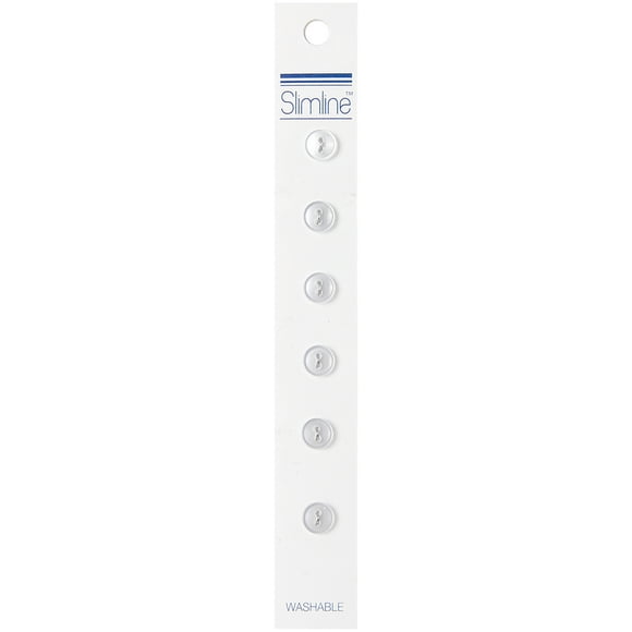 Slimline Buttons Series 1-White 2-Hole 1/4" 6/Pkg