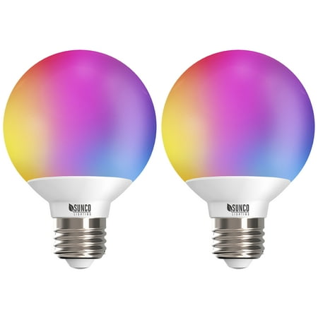 

Sunco Lighting 2 Pack WiFi LED Smart Bulb G25 5W Color Changing (RGB & CCT) Dimmable via App - No Hub Required