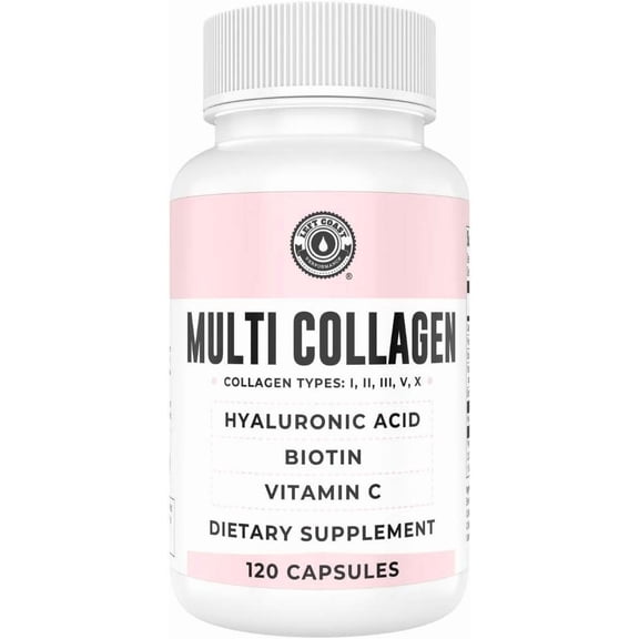 Left Coast Performance Multi-Collagen Peptides, Hydrolyzed Collagen Capsules, Hair, Skin, Nails & Joint Health, 120- Count