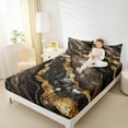 thumbnail image 4 of Manfei Metallic Marble Full Size Sheets,Brown Fluid Stripe Bed Sheets,Gold Sequin Print Sheet Sets For Girls Teens,Ultra Soft Home Decor,4-Piece, 4 of 7
