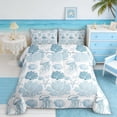 thumbnail image 2 of Manfei Coral Starfish Jellyfish Seashell Full Size Comforter Sets for Kids Boys and Girls, Watercolor Blue White Bedding Sets, Stars Reversible 3-Piece, 1 Comforter and 2 Pillowcases, 2 of 6