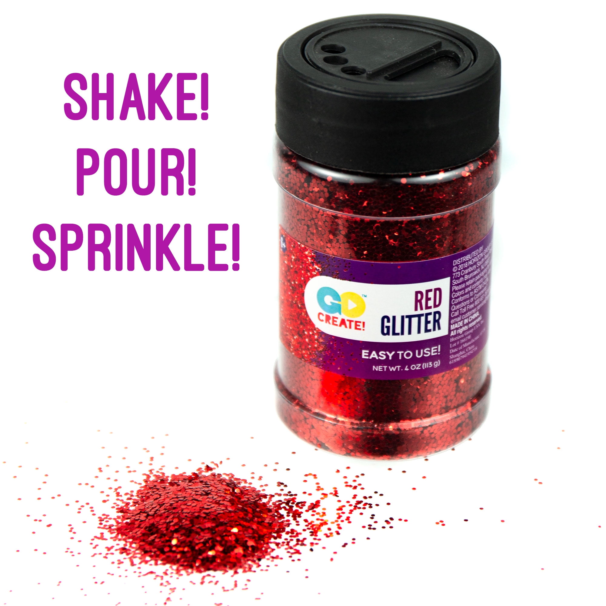 8oz. Round Glitter Shaker with Red Shake and Pour in Lid** Slightly Smaller in Height Than Original