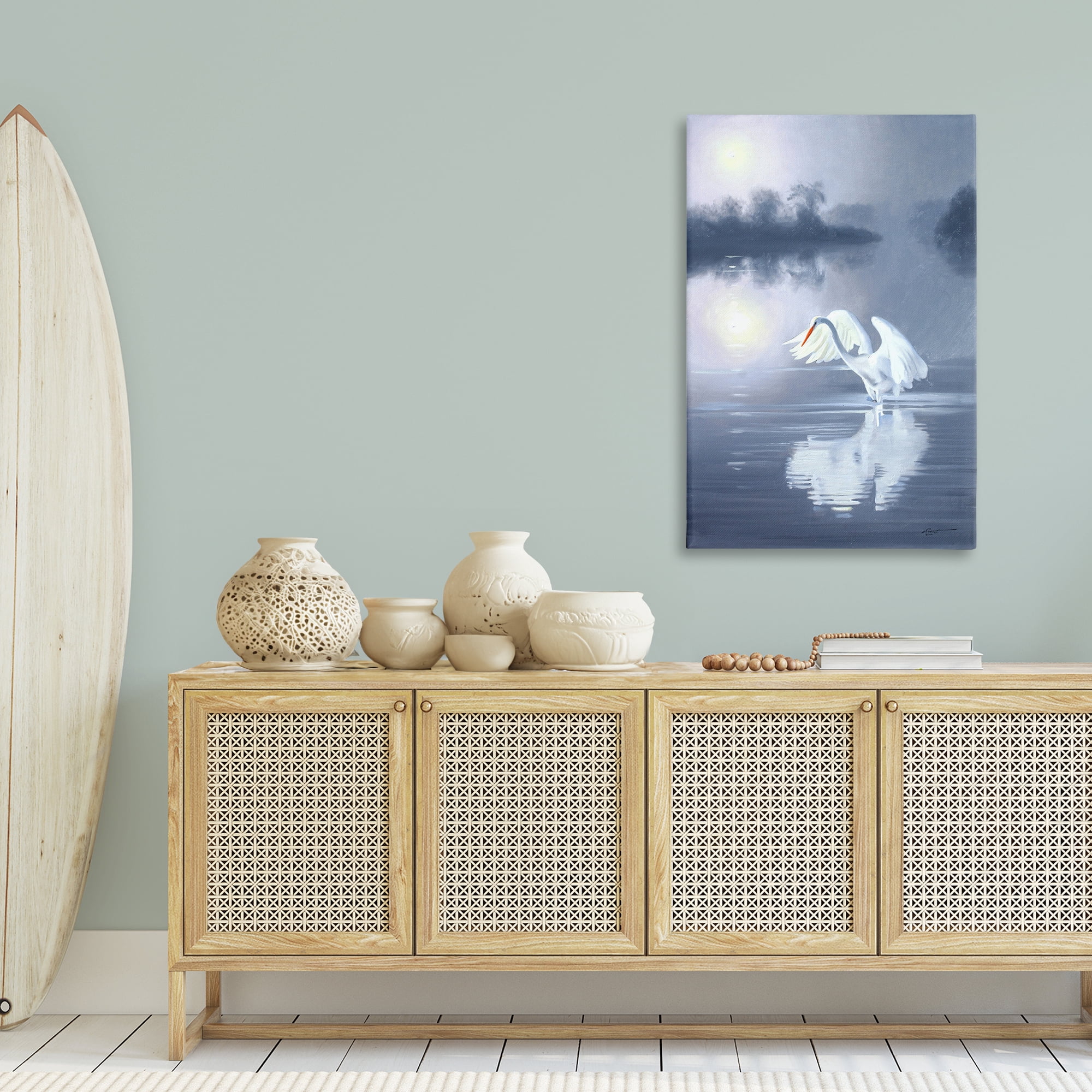 Stupell Industries Egret on Stormy Waters Animals & Insects Painting Gallery Wrapped Canvas Art Print Wall Art, 30 x 45