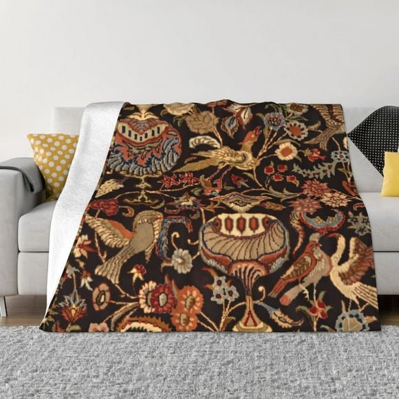 Vintage Persian Oriental Turkish Carpet Ultra-Soft Micro Fleece Blanket Super Soft Throw Blanket Premium Silky Flannel Lightweight Bed Blanket All Season Use 40"X30"