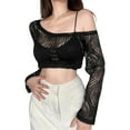 thumbnail image 3 of hirigin Women 2pcs Summer Tops Set Casual Cutout Camisole and Cold Shoulder Long Sleeve Crop Blouse for Streetwear Clubwear, 3 of 9