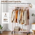 thumbnail image 3 of Double Rods Clothes Rack, Sturdy Rolling Clothing Rack, Portable Clothing Racks for Hanging Clothes - Metal Garment Rack Wardrobe Coat Rack for Bedroom Laundry Living Room, Pink, 3 of 18