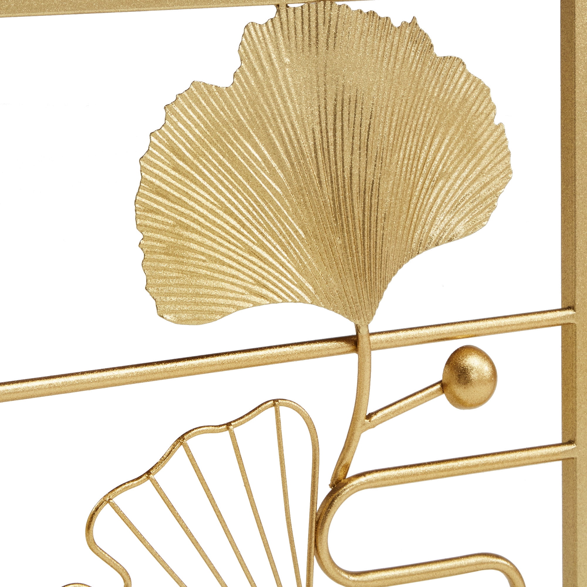 Weston Home Ditmas Gold Finish Peony and Ginkgo Console Table with Mirror Top