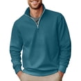thumbnail image 2 of Baggy Mens Sweatshirts Quarter Zip Pullover Activewear 1/4 Zip Long Sleeve Casual Sweaters Navy L, 2 of 4