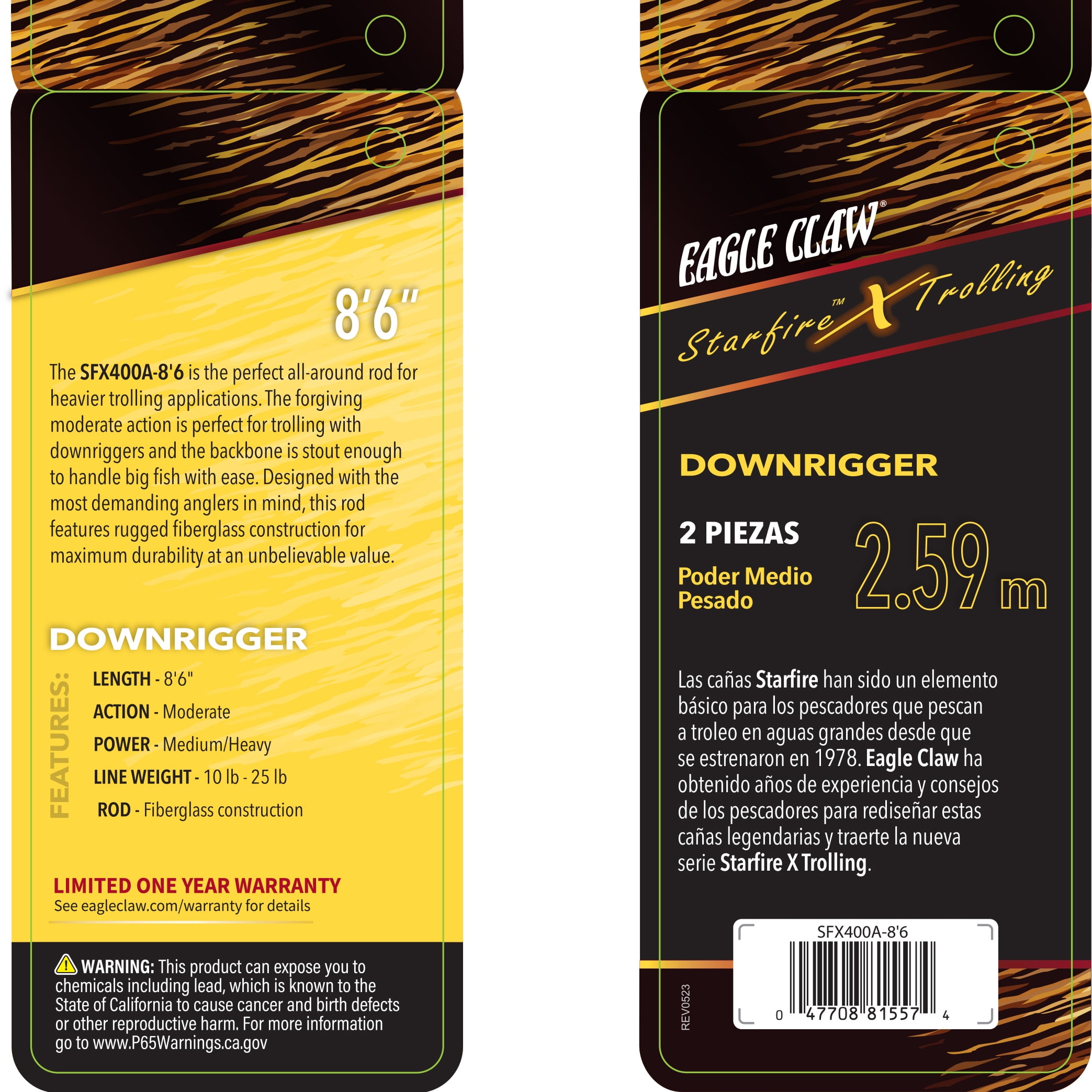 Eagle Claw Starfire X Medium Heavy Downrigger Rod 8'6"