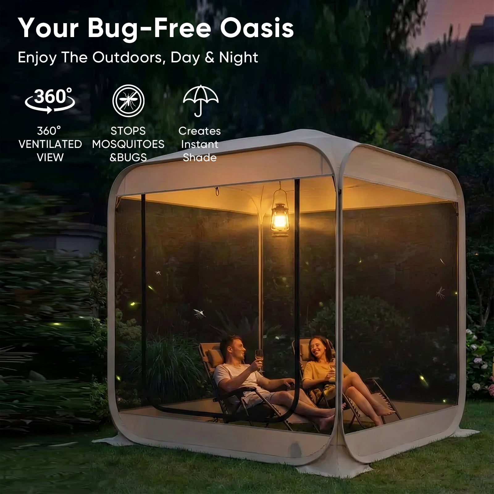 TABU Screen House Tent, 6x6ft Pop up Screen Tent, 4-5 Person Screened Canopy Tent with Carry Bag for Backyard & Outdoor Activities