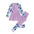 thumbnail image 4 of Piomll Swimsuit for Girls Long Sleeve Rash Guard 2 Pcs Zip Up Separates Long Pants Sun Swim Kids Beachwear, 4 of 8