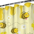 thumbnail image 3 of Cute Cartoon Bee Shower Curtain - Yellow Honeybee Lover Gift, Queen Bee & Honeycomb Pattern, Waterproof Quick-Dry Fabric, 72x72 Inches, Machine Washable, 3 of 3