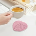 thumbnail image 4 of Valentine's Day Heart Coasters,Love Heart Shape Handmade Braided Cotton Drink Coasters, Absorbent Cup Mat, For Mother's Day Party Home Office Decor Housewarming Gifts(Pink2), 4 of 5