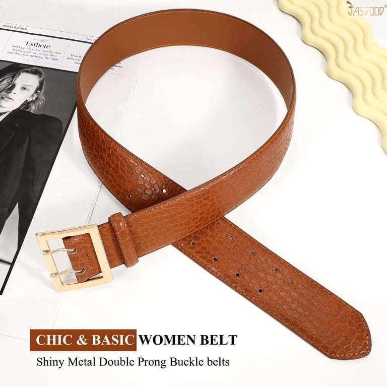 Women Leather Wide Fashion Thick Dress Belt With Gold Buckle Belt Brown Gold Wеrfоru | Accessories | 727 Women Wide Belt For Dresses  main image 4
