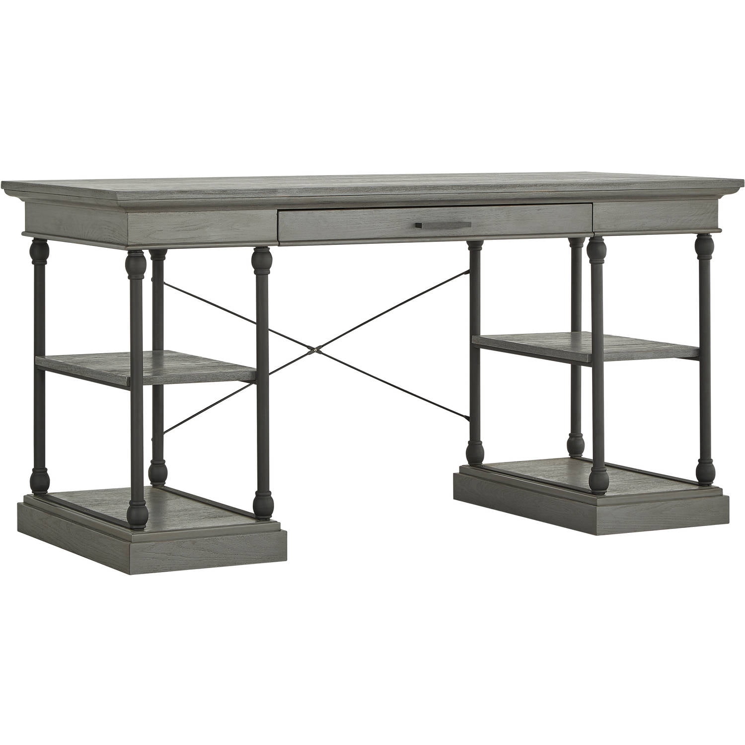 Weston Home Cabana Rustic Rectangular Writing Desk with 1-Drawer, Frost Grey