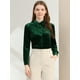 thumbnail image 3 of Blusas De Terciopelo De Manga Larga Con Botones Para Mujer Verde M, 3 of 6