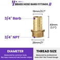 thumbnail image 3 of Brass Air Hose Fittings, Hose Barb Fittings 3/4" Barb x 3/4" NPT Male Thread Adapter with Hose Clamp, 3 of 8