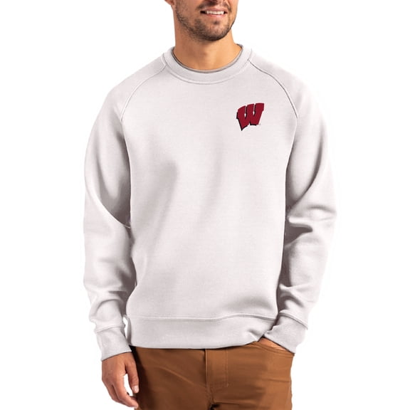 Men's Cutter & Buck Gray Wisconsin Badgers Roam Recycled Pullover
