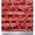 thumbnail image 1 of Soimoi Red polyester Crepe Fabric Stripe & Wild Animal Skin Print Fabric by Yard 42 Inch Wide, 1 of 3