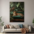 thumbnail image 6 of Mudket Framed Leopard on Green Velvet Sofa Canvas Wall Art, Luxury Jungle Animal Print Wall Decor, Ready to Hang for Living Room - 12"L x 8"W, 6 of 10