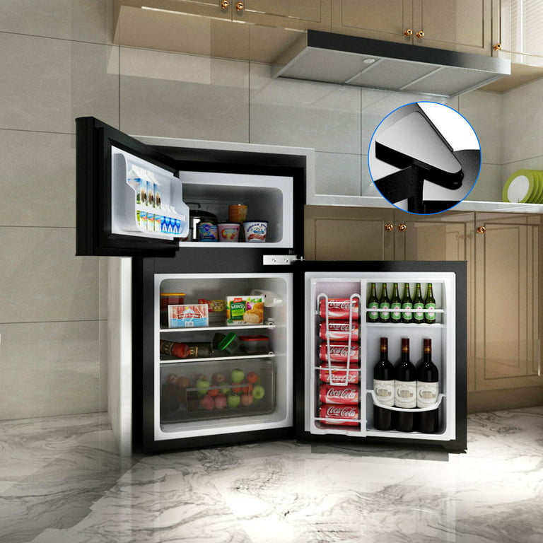  COSTWAY Refrigerador compacto, 2 puertas 3.4 pies cúbicos  Refrigerador para debajo del mostrador, unidad de congelador y refrigerador  para dormitorio, oficina, apartamento con estantes ajustables de cristal  extraíbles : Electrodomésticos