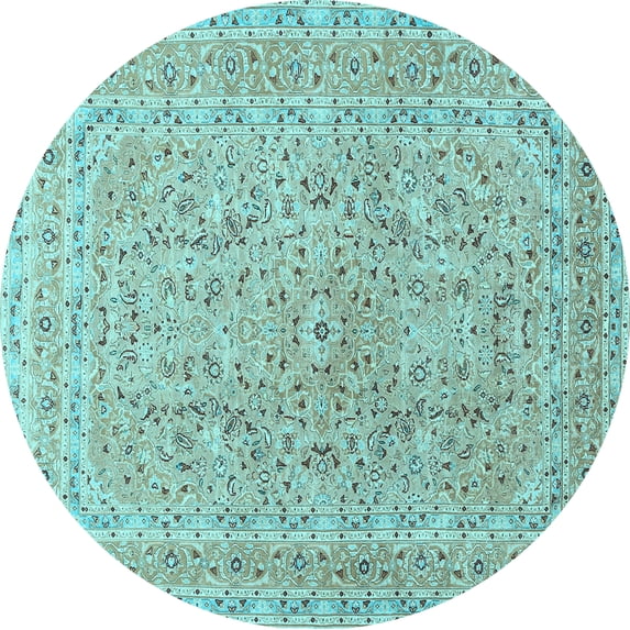 Ahgly Company Indoor Round Persian Light Blue Traditional Area Rugs, 4' Round