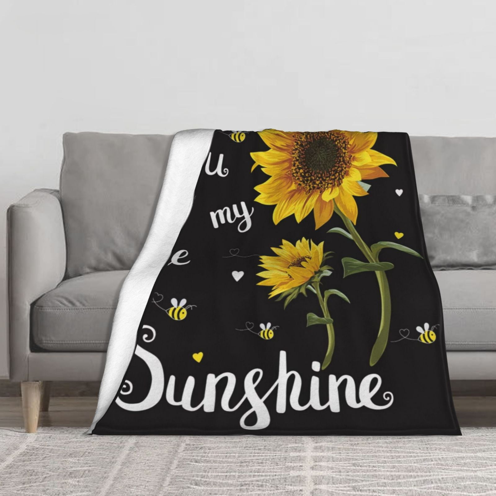 Sunflower Black Print Blanket