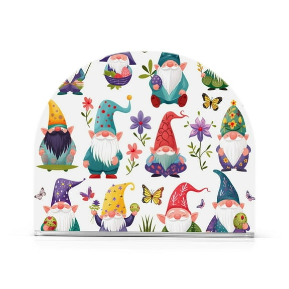 Gnomes Flowers Leaves Butterflies Napkin Holder for Table Clear Napkin Stand Paper Holder Acrylic Organizer Dispenser Napkins for Dinner Kitchen Restaurant Room
