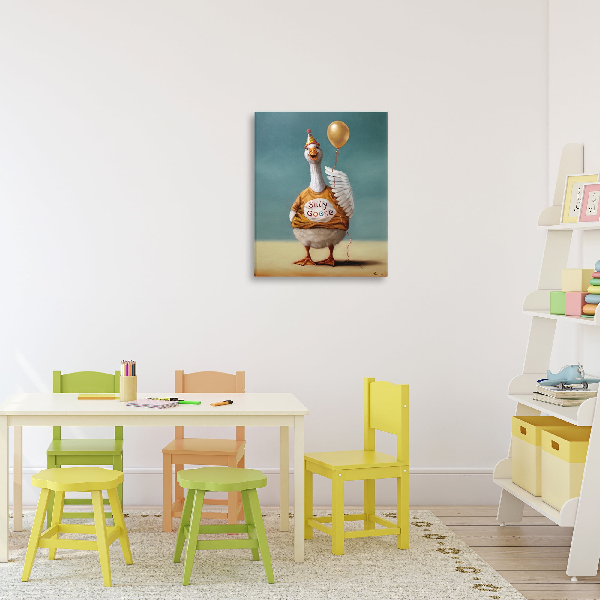 Stupell Industries Silly Goose with Balloon Canvas Wall Art, design by Lucia Heffernan