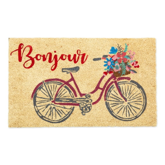 DII Natural Coir Doormat, Decorative Hello Mat, 17x29", Bonjour