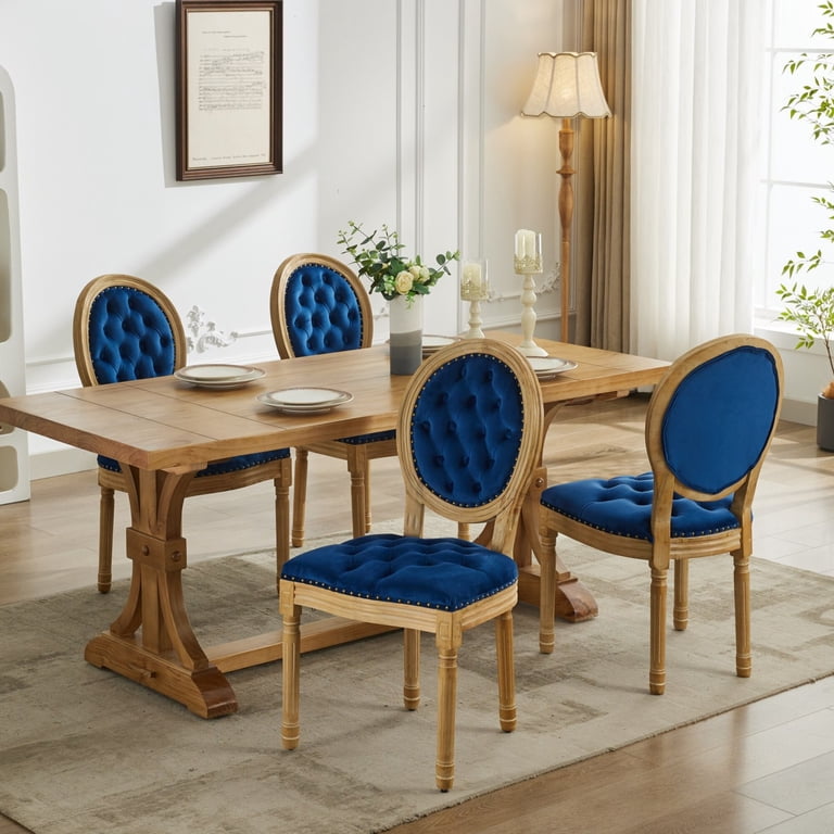 HQZX European Style Solid Wood Frame Luxury Dining Chairs with
