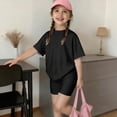 thumbnail image 7 of Abcomgle Girls 2 Piece Outfits Size 10-12 Oversized Short Sleeve Tee Top and Biker Shorts Athletic Casual Girls' Clothing Sets,Black,7-8Years, 7 of 7