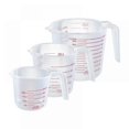 thumbnail image 1 of Plastic Measuring Cup Heat-resistant Stackable Graduated Cup With Metric And Us Cup Measurements For Flour Oil Powder Clear 250ml/500ml/1000ml.(3Pcs), 1 of 5