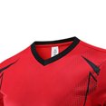 thumbnail image 3 of SGFCWSX Mens Soccer Set 2 Piece V Neck Quick Dry Short Sleeve Shirt and Shorts Football Training Uniform Outfit Red Size 3XL, 3 of 4