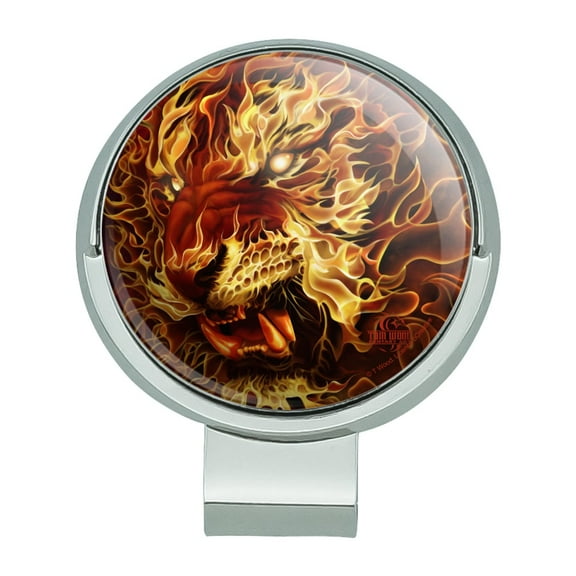 Flaming Fire Tiger Golf Hat Clip With Magnetic Ball Marker