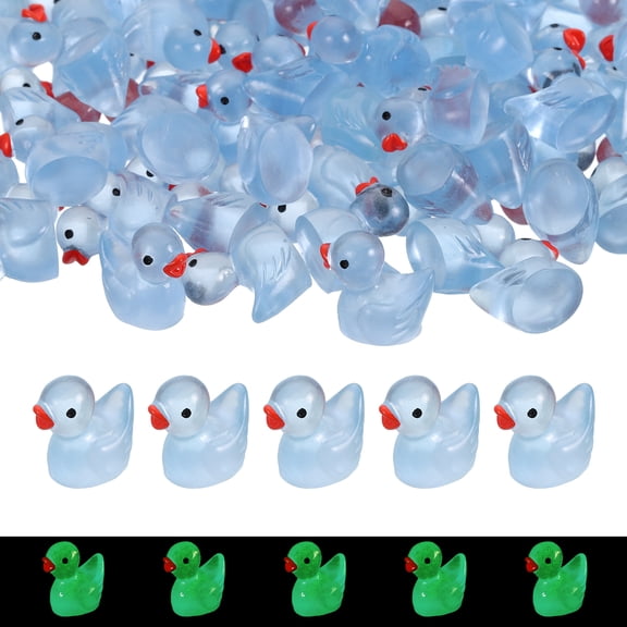 Luminous Mini Resin Ducks, Cute Glow in the Dark Tiny Ducks to Hide Miniature Figures Bulk Perfect for Dollhouse & Micro Fairy Garden & Landscape(Light Blue, 60pcs)
