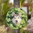thumbnail image 4 of Happy Siberian Husky Welcome St Patrick's Day Lucky Shamrocks Clover Round Wood Sign Husky Dog Lover Gifts Hanging Wall Home Decor - 22001, 4 of 5