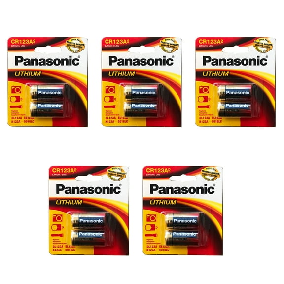 5x 2pk Panasonic 3V CR-123 Lithium Battery Compatible with SF123A1 VL123 VL123A