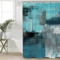 thumbnail image 5 of Turquoise Grey Abstract Art Shower Curtain, 48" x 72", Teal Blue Graffiti Retro Gradient Waterproof Bathroom Curtain Washable Shower Curtain Set with 12 Hooks, 5 of 6
