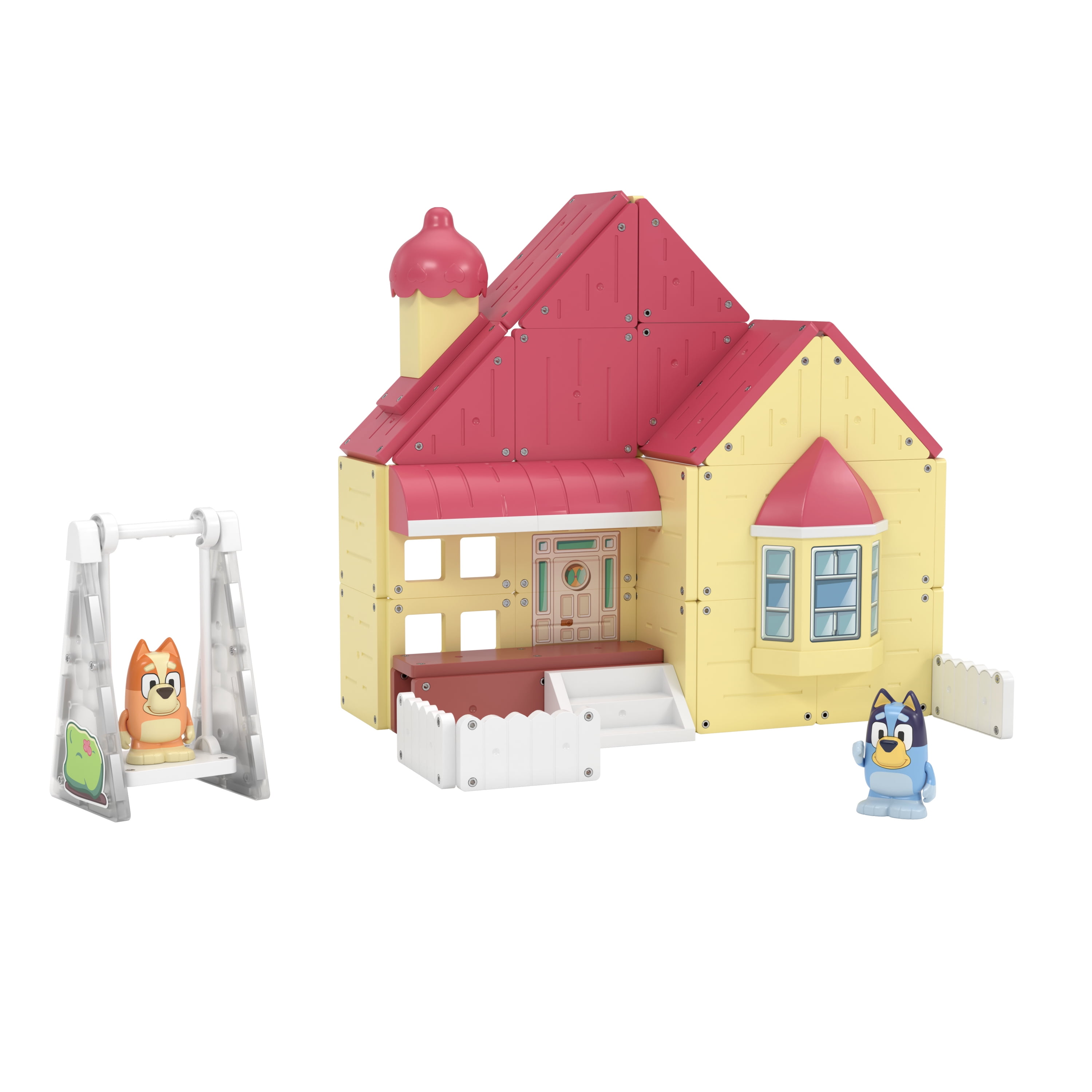 Tile Town Bluey Home Magnetic Tiles Construction Building Playset,  Bluey and Bingo Figures, Ages 3+
