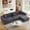 Dark Gray, variant on Ebello 114” Modern Chenille Sectional Sofa, 3-Seater with Ottoman for L-Shape Modular Couch, No Assembly,Light Grey