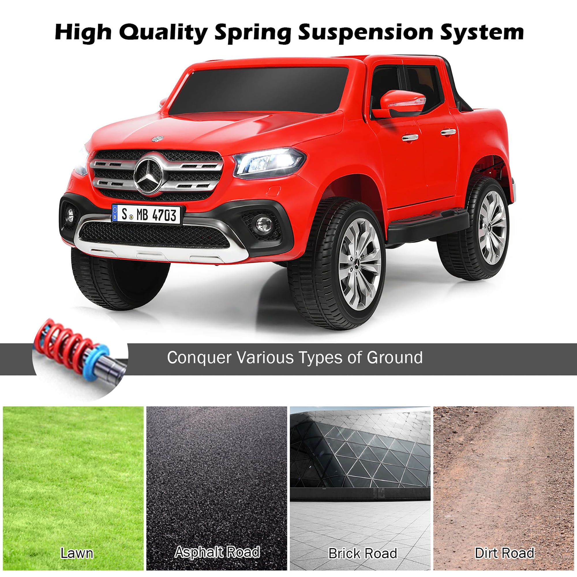 Costway Licensed Mercedes Benz x Class 12V 2-Seater Kids Ride On Car w/ Trunk Red